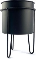 Industriële bloempot op staander van WDMT™ | 16 x 16 x 22 cm | Bloempot op standaard | Mat zwart metaal