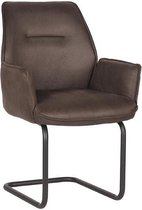 Nancy's Eetkamerstoel Boet - Stoel - Eetkamer - Eetkamerstoelen met armleuning - Industrieel - Microfiber - Antraciet - 59 x 59 x 88 cm