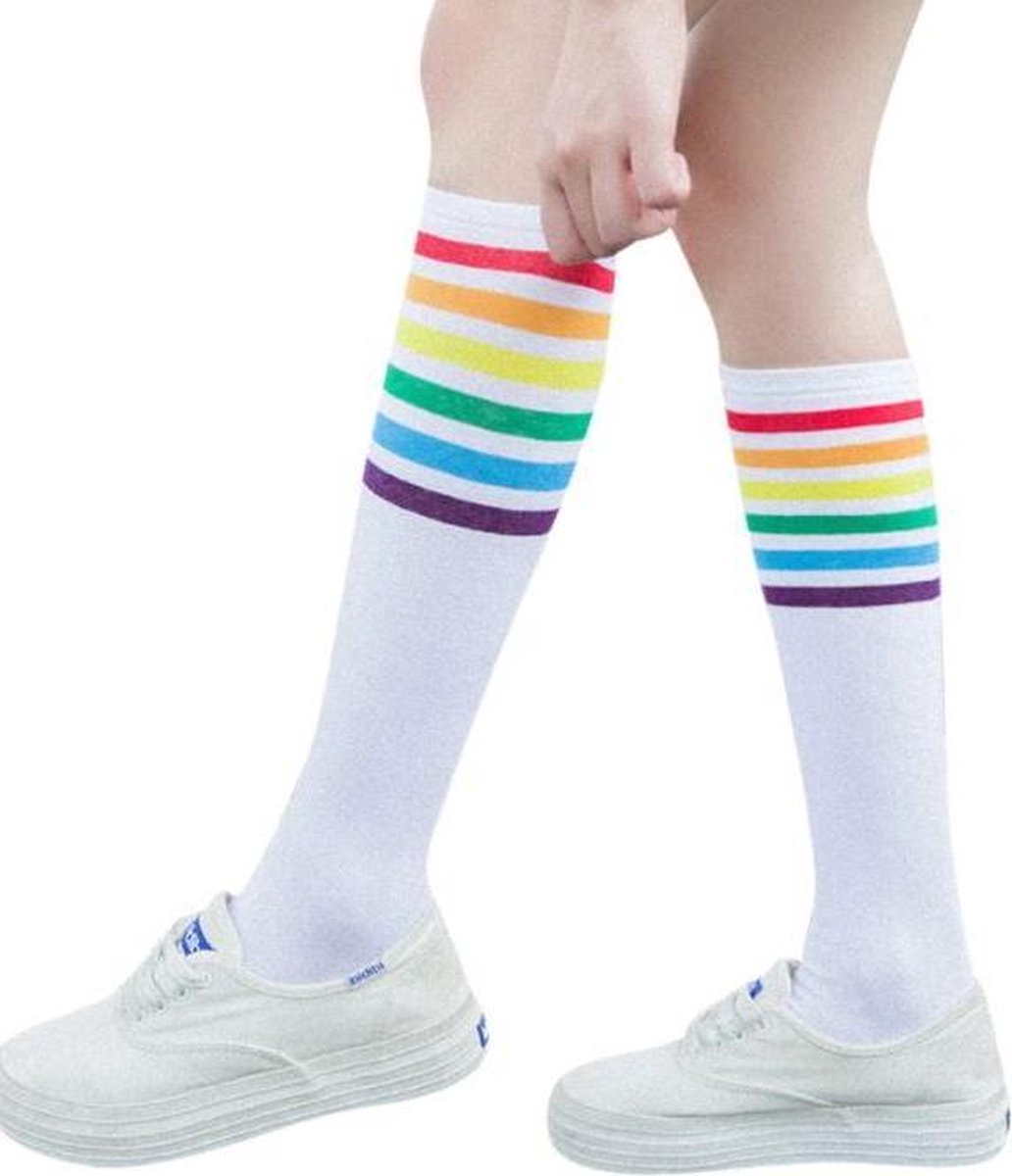 Gay Pride kousen - Regenboog sokken - Maat 34-40 - Pride - Wit - 1 paar