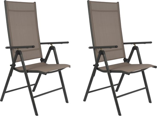 Lifetime Garden Tuinstoelen Santiago Set 2 Stuks – Opvouwbare Campingstoel met Aluminium Frame - Tuinstoel Verstelbaar in 7 Postities - Kampeerstoel - Klapstoelen van Textilene - Taupe