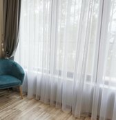 maroyathome - Home of Curtains - Bibiana - Vitrage met plooiband voor haakjes - kant en klaar - Wit - 300 x 260 cm