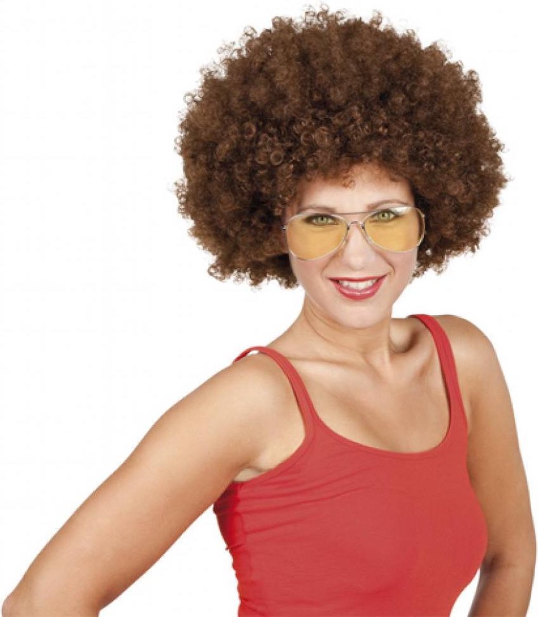 Boland - Pruik Groove bruin Bruin - Afro - Kort - Unisex - Danser/danseres - 70's, 80's & 90's - Disco — afbeelding 10