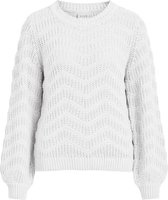 VILA Dames 
14067938 WISAH L/S O-NECK KNIT Cloud dancer Trui - Maat L