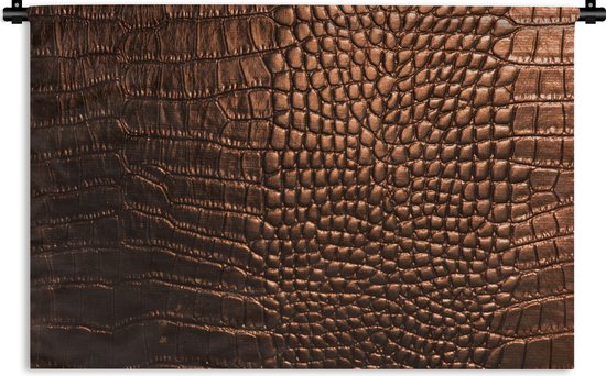 Wandkleed Leder - Het bruine leder van een krokodil Wandkleed katoen 60x40 cm - Wandtapijt met foto