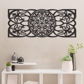 Wanddecoratie - Mandala Rechthoek Paneel - Hout - Wall Art - Muurdecoratie - Woonkamer - Zwart - 89 x 36.5 cm