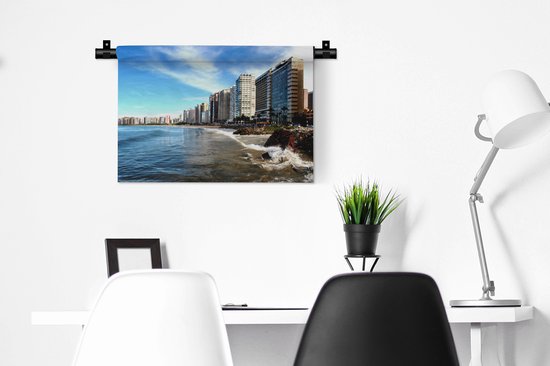 Tapisserie Fortaleza - Vagues sur les rochers près de Fortaleza au Brésil Tapisserie en coton 60x40 cm - Tapisserie avec photo