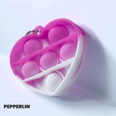 Blij Kind - Fidget - Popit - Mini - Pop it - Hartje - Marble - Roze - Wit - Sleutelhanger - Klein - Hanger