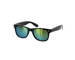 Festival Zonnebril - Zwart Frame - Groen/Gele Spiegelglazen