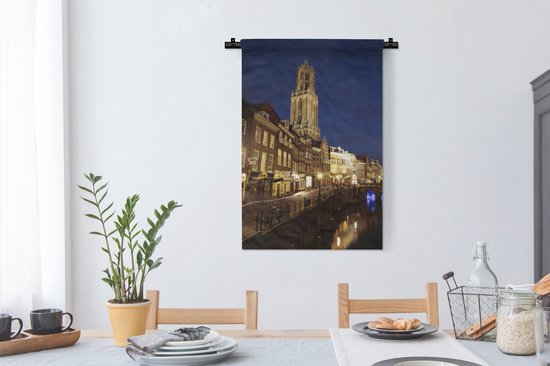 Tapisserie Utrecht - La Tour Dom et l'ancien canal d'Utrecht aux Nederland Tapisserie en coton 60x90 cm - Tapisserie avec photo