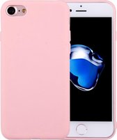 Voor iPhone 8 & 7 effen kleur TPU beschermhoes zonder rond gat (roze)