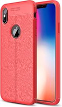 Litchi Texture TPU Case voor iPhone XS Max (rood)