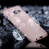 Voor Galaxy A3 (2017) Diamond Encrusted Transparant Soft TPU Beschermende Cover Case (Roze)