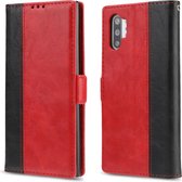 Voor Galaxy Note10 + Retro Texture Contrast Kleur Splicing Horizontaal Flip TPU + PU lederen tas met kaartsleuven & houder & portemonnee (rood)