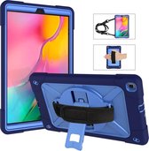 Voor Galaxy Tab A 10.1 (2019) T510 Contrastkleur Silicone + PC Combinatie Case met houder (Navy Blue + Blue)