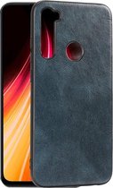 Voor Xiaomi Redmi Note 8 Crazy Horse Textured Calfskin PU + PC + TPU Case (blauw)