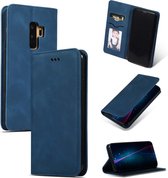 Retro Skin Feel Business Magnetische Horizontale Leren Flip Case voor Samsung Galaxy S9 Plus (Marineblauw)
