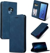 Retro Skin Feel Business magnetische horizontale lederen flip case voor Samsung Galaxy S9 (marineblauw)