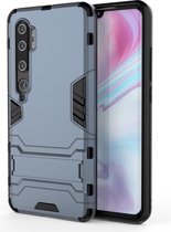 Voor Geschikt voor Xiaomi Mi CC9 Pro & Note 10 schokbestendige pc + TPU beschermhoes met onzichtbare houder (marineblauw)