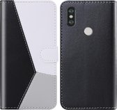 Voor Xiaomi Redmi Note 6 Pro Tricolor stiksels Horizontaal Flip TPU + PU lederen tas met houder & kaartsleuven & portemonnee (zwart)
