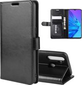 Voor OPPO Realme 5 R64 textuur enkele vouw horizontale flip lederen tas met houder & kaartsleuven & portemonnee (zwart)