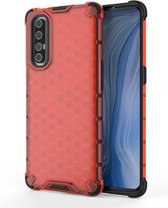 Voor OPPO Reno 3 Pro Shockproof Honeycomb PC + TPU Case (rood)