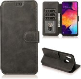 Voor Samsung Galaxy A30 Kalf Textuur Magnetische Gesp Horizontale Flip Leren Case met Houder & Kaartsleuven & Portemonnee & Fotolijst (Zwart)