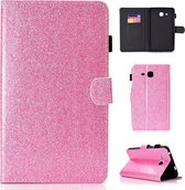 Voor Galaxy Tab A 7.0 (2016) T280 Vernis Glitterpoeder Horizontaal Flip Leren Case met houder en kaartsleuf (roze)