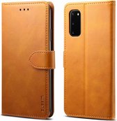 Voor Galaxy A51 GUSSIM zakelijke stijl horizontale flip lederen tas met houder & kaartsleuven & portemonnee (kaki)