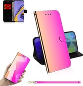 Voor Galaxy A51 Spiegelachtige magnetische attractie Horizontale flip lederen tas met draagkoord, steunhouder en kaartsleuf en portemonnee (kleurverloop)