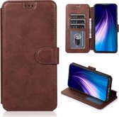 Voor Xiaomi Redmi Note 8 Kalf Textuur Magnetische Gesp Horizontale Flip Lederen Case met Houder & Kaartsleuven & Portemonnee & Fotolijst (Koffie)