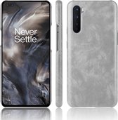 Voor OnePlus Nord Shockproof Litchi Texture PC + PU Case (grijs)