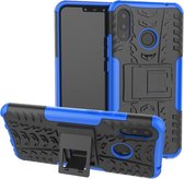 Tire Texture TPU + PC schokbestendige beschermhoes met houder voor Huawei Nova 3i (blauw)