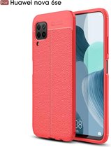 Voor Huawei Nova 6 SE Litchi Texture TPU schokbestendig hoesje (rood)