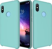 Effen kleur Vloeibare siliconen valbestendige beschermhoes voor Xiaomi Redmi Note 6 Pro (blauw)