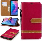 Kleuraanpassing Denim Texture Kleuraanpassing Denim Texture Leren Case voor Xiaomi Redmi 6 Pro, met houder & kaartsleuven & portemonnee & lanyard (rood)