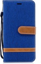 Kleuraanpassing Denim Texture Leather Case voor Xiaomi Redmi Note 5A, met houder & kaartsleuven & portemonnee & lanyard (koningsblauw)