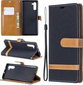 Kleuraanpassing Denim Texture Horizontale Flip Leather Case met houder & kaartsleuven & portemonnee & lanyard voor Galaxy Note10 (zwart)