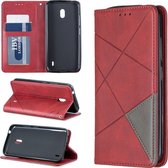 Ruit textuur horizontale flip magnetische lederen tas met houder en kaartsleuven en portemonnee voor Nokia 2.2 (rood)