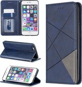 Ruit textuur horizontale flip magnetische lederen tas met houder en kaartsleuven en portemonnee voor iPhone 6 plus en 6s plus (blauw)