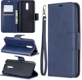 Retro lamsvacht textuur pure kleur horizontale flip pu lederen tas met houder & kaartsleuven & portemonnee & lanyard voor Nokia 3.2 (blauw)