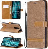 Voor Xiaomi Redmi Note 8 Pro Kleuraanpassing Denim Texture Horizontaal Flip Leather Case met houder & kaartsleuven & portemonnee & lanyard (bruin)