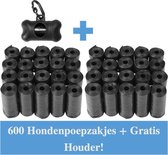 ElegaPet Hondenpoepzakjes Zwart - 600 stuks - Ecologisch - Poepzakjes Hond - 40 rollen - Met 2 Dispensers