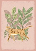 Poster luipaard roze tinten
