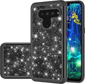 Voor LG V50 ThinQ 5G Glitter Poeder Contrast Huid Schokbestendig Silicone + PC Beschermhoes (Zwart)