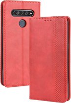 Voor LG K41S / K51S magnetische gesp retro gekke paard textuur horizontale flip lederen case, met houder & kaartsleuven & fotolijst (rood)