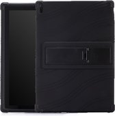 Voor Lenovo Tab E10 Tablet PC siliconen beschermhoes met onzichtbare beugel (zwart)