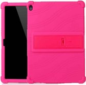Voor Lenovo Tab M10 Tablet PC siliconen beschermhoes met onzichtbare beugel (rose rood)