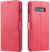 Voor Galaxy S10 Plus LC.IMEEKE kalfsleer Horizontale flip lederen tas, met houder & kaartsleuven & portemonnee (rose rood)