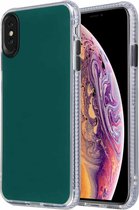 Voor iPhone XS Max Fine Hole Series TPU + acryl anti-fall spiegel telefoon beschermhoes (donkergroen)