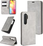 Voor Geschikt voor Xiaomi Mi Note 10 Lite Retro-skin Business Magnetische Suction Leather Case met houder & kaartsleuven & portemonnee (grijs)